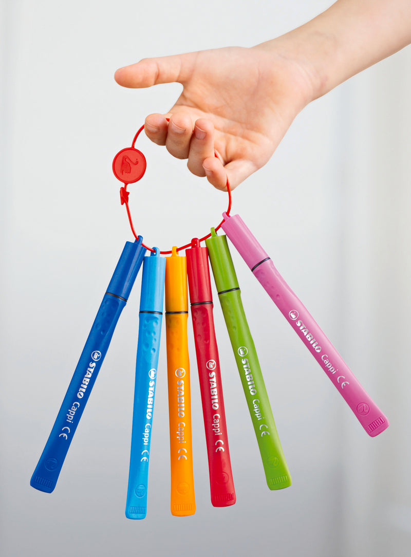 Cappi ARTY Fibre-tips - Pack of 18 - Assorted Colours with 2 Cap-Rings