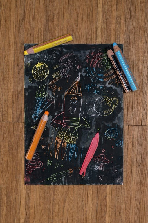 Woody 3 in 1 - Pack of 10 - Assorted Colours with Sharpener