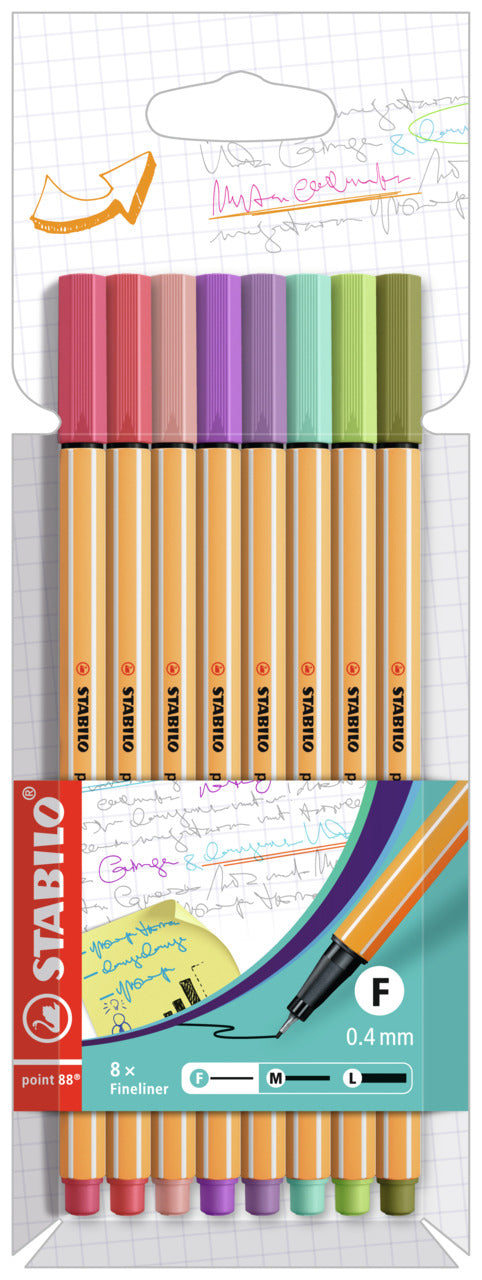 STABILO point 88 Fineliner - Pack of 8 - Assorted Colours