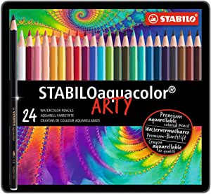 STABILO Aquacolor Watercolour Pencils ARTY - Tin 24 Assorted Colours