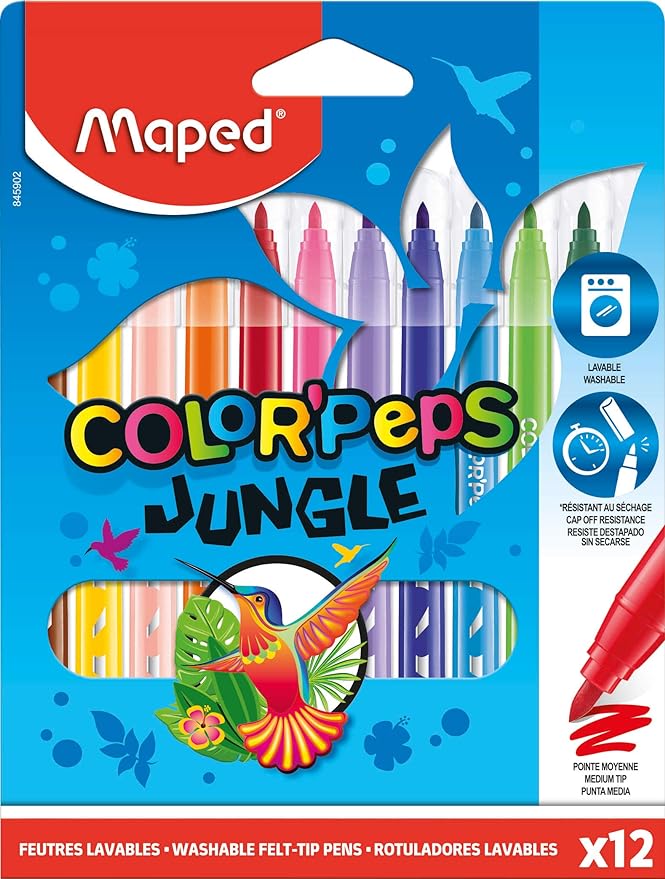 Maped Color'Peps Jungle Fibre Tip Pens Pack of 12
