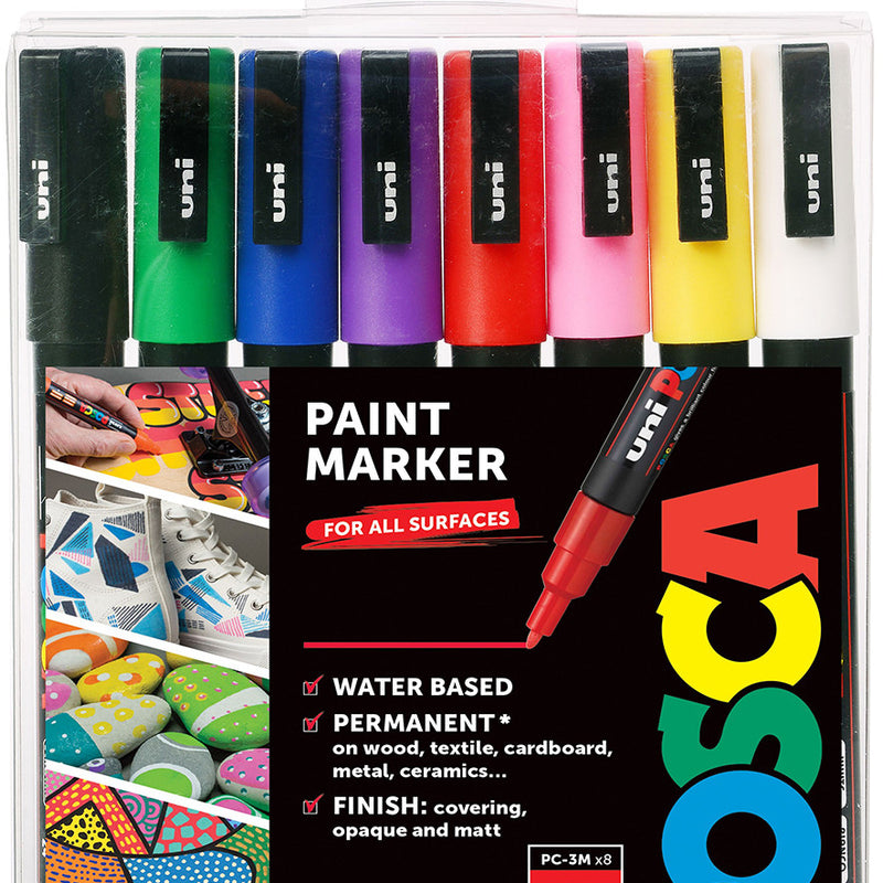 POSCA Paint Marker Set of 8 colours PC-3M Fine Tip