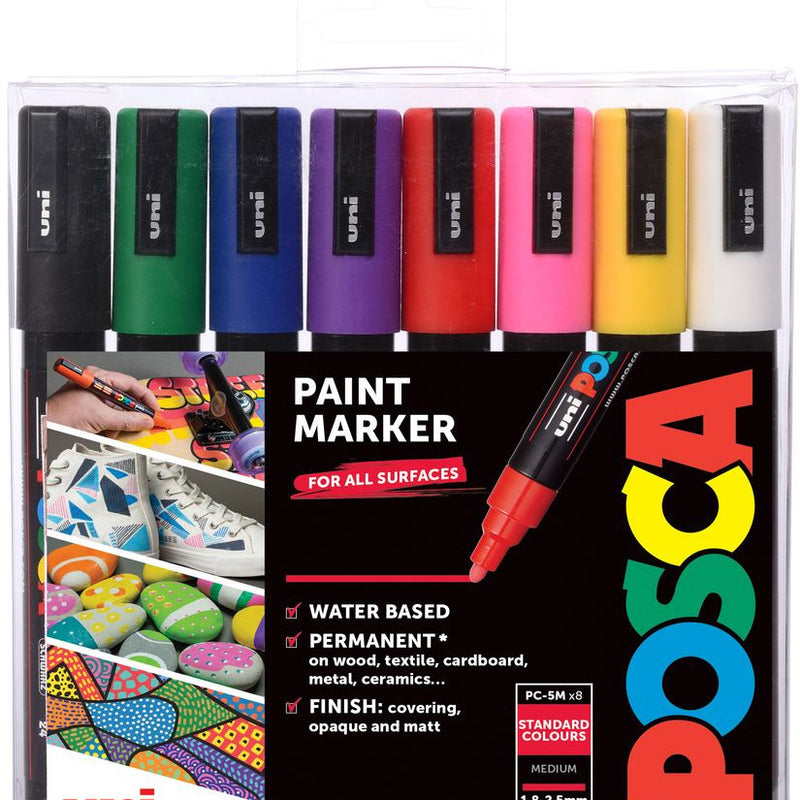 POSCA Paint Marker Set of 8 colours PC-5M Medium Tip