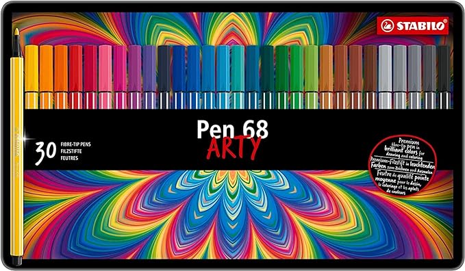 STABILO Pen 68 ARTY - Tin of 30 - Assorted Colours