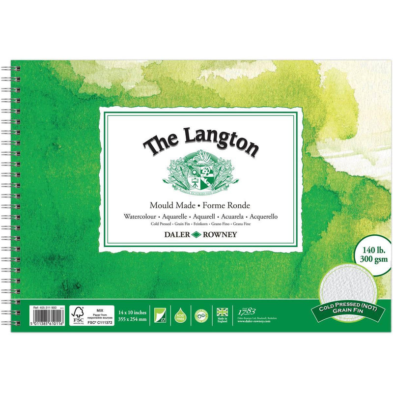 Langton Cold Pressed Watercolour Spiral Pad - Art & Office