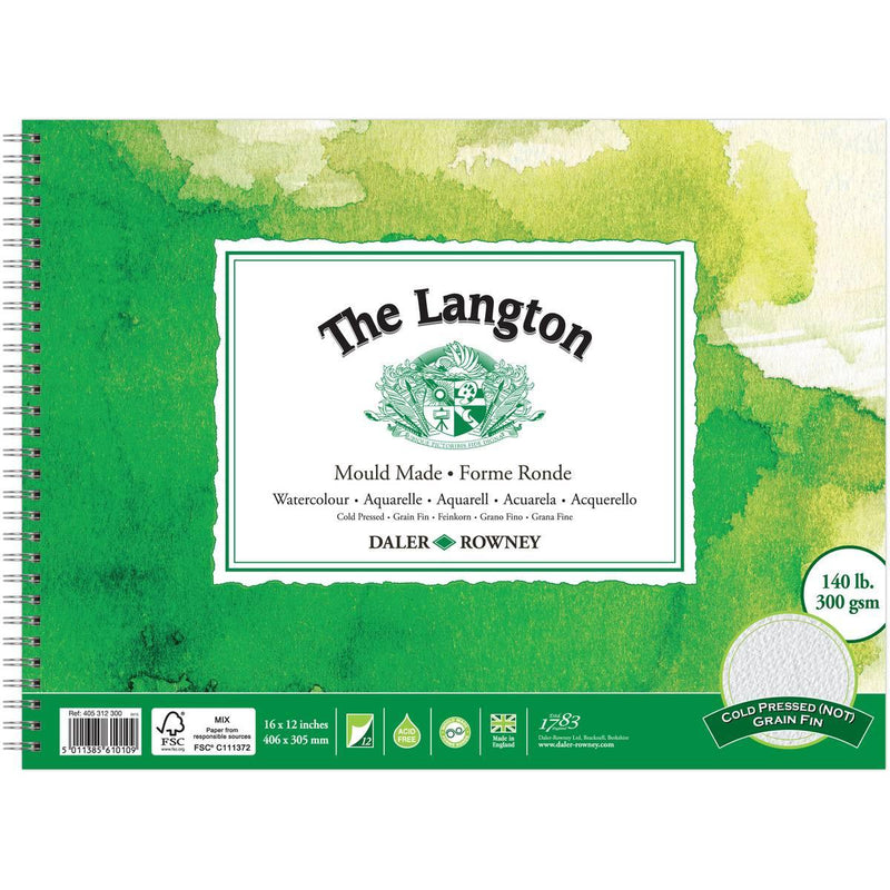 Langton Cold Pressed Watercolour Spiral Pad - Art & Office