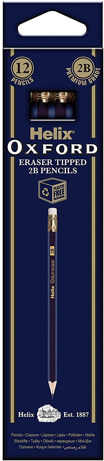 Oxford 2B Pencils w. Eraser - Set of 12 - Art & Office