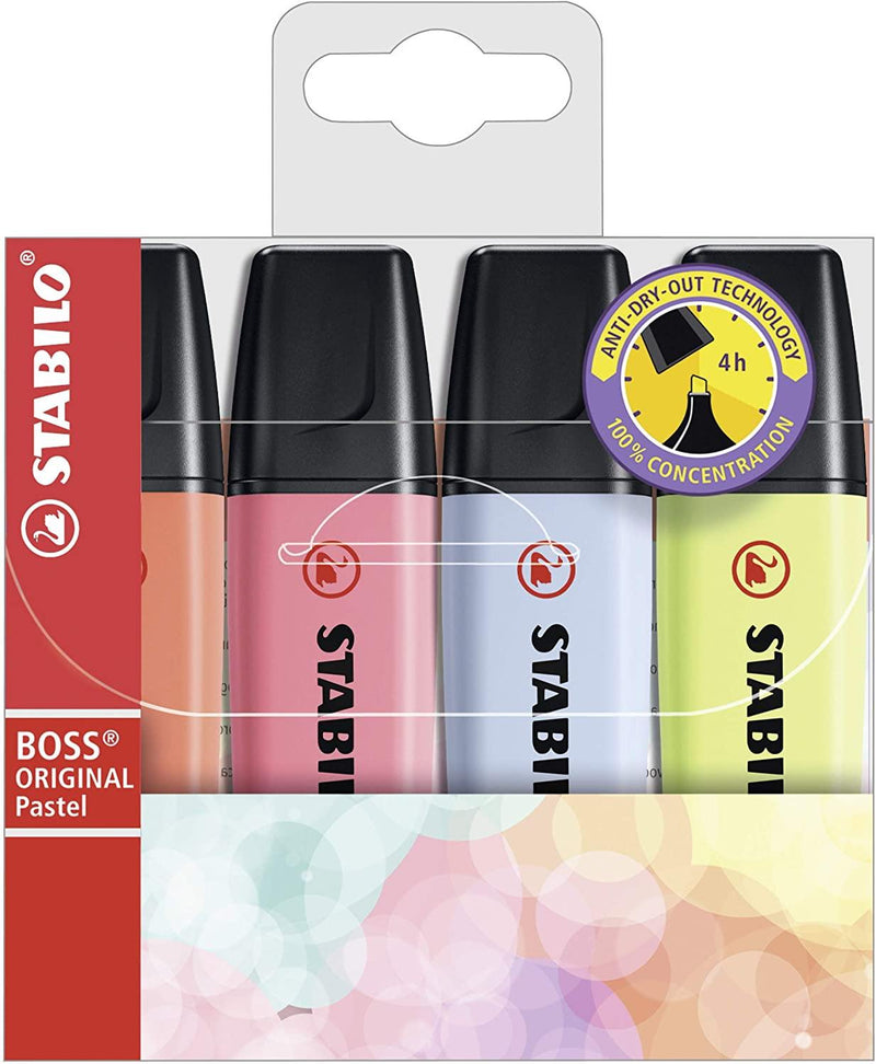 BOSS ORIGINAL Pastel Highlighters - Set of 4 - Art & Office