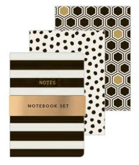 A6 Monochrome Notebooks - Set of 3