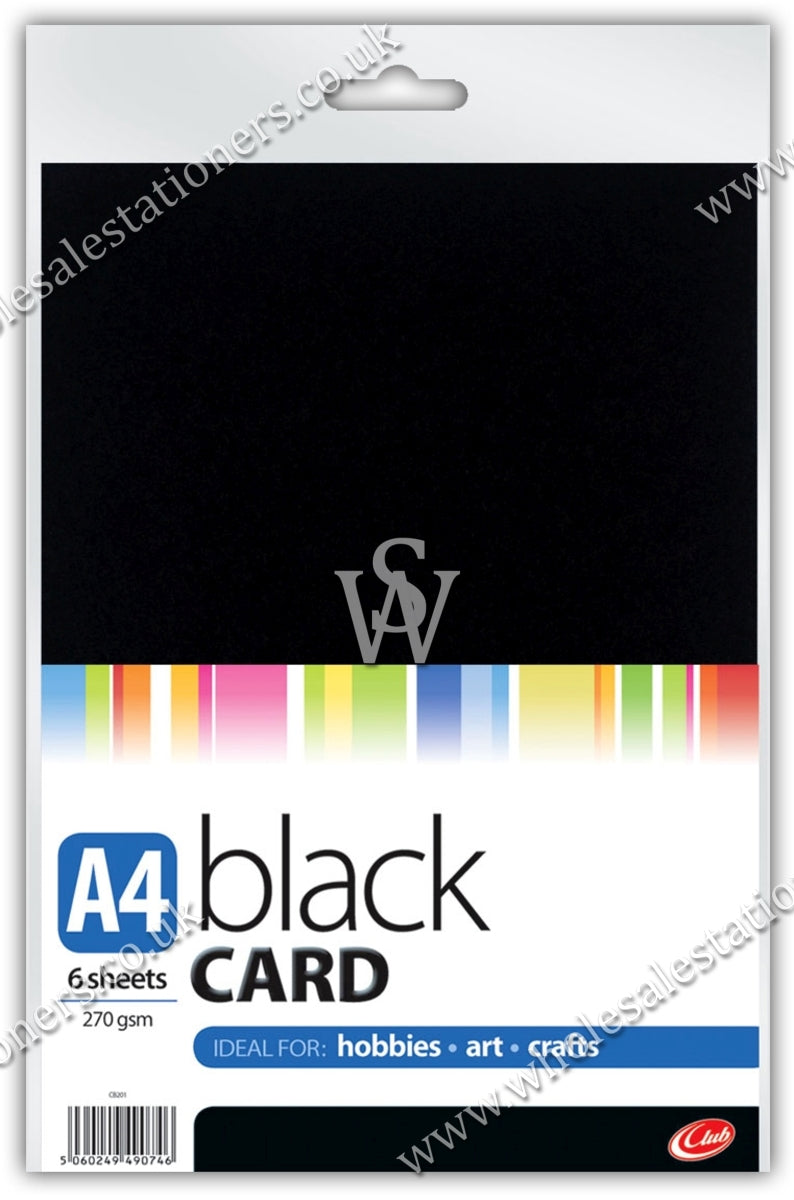 A4 Black 270gsm Card - Pack of 6