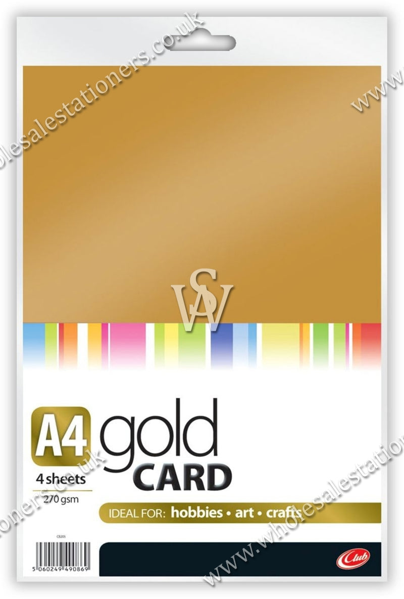 A4 Gold 270gsm Card - Pack of 4