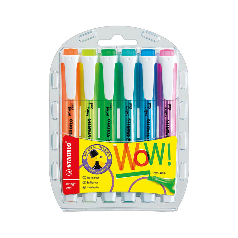 STABILO swing cool Highlighters - Pack of 6 - Assorted Colours