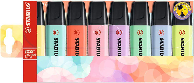 BOSS ORIGINAL Pastel Highlighters - Set of 8 - Art & Office