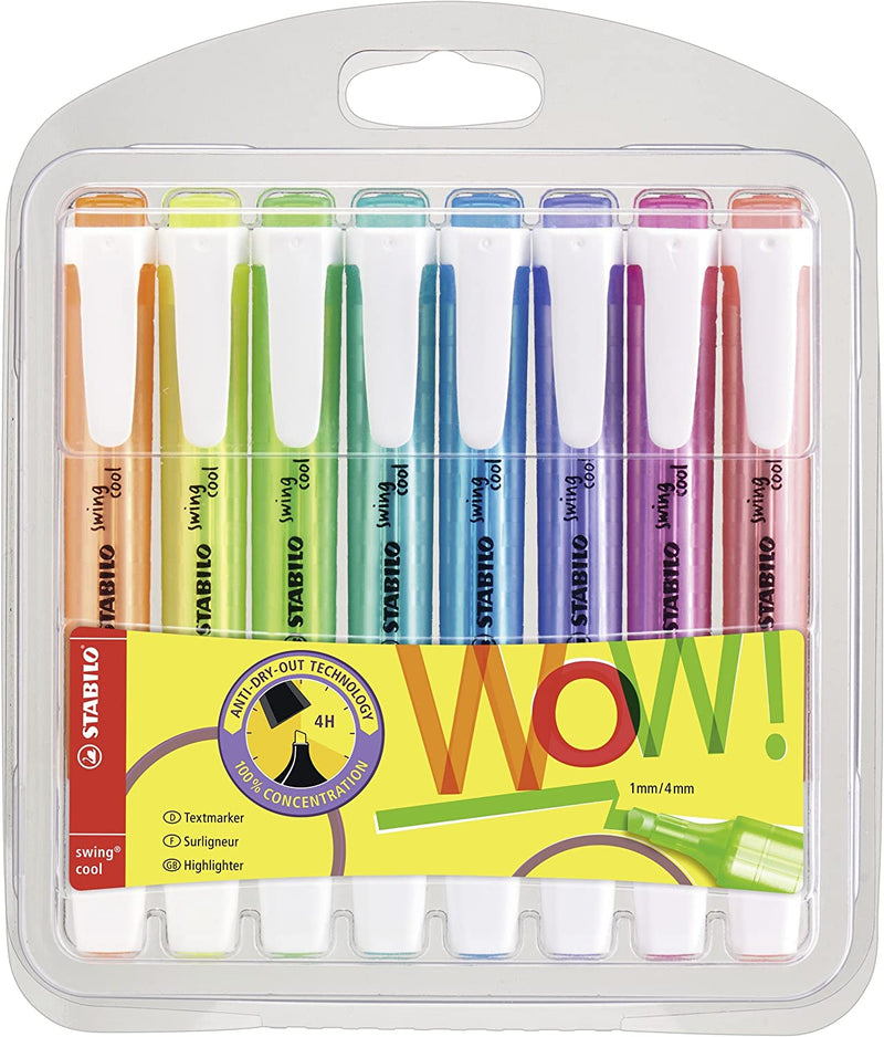 STABILO swing cool Highlighters - Pack of 8 - Assorted Colours