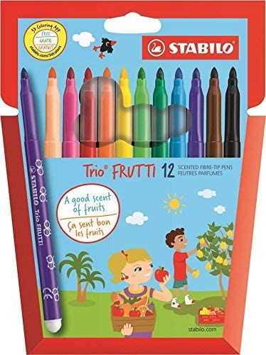 Trio FRUTTI fibre-tips - Wallet of 12- Assorted Colours