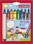 Trio Scribbi fibre-tips - Pack of 8 - Assorted Colours