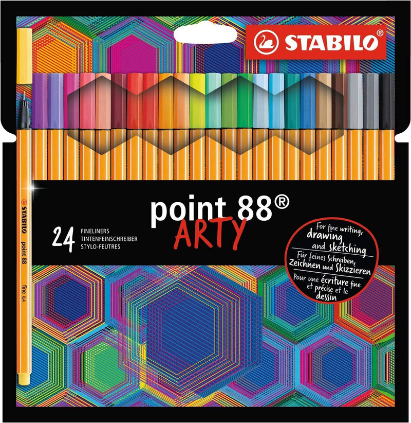 STABILO point 88 Fineliner - ARTY - Pack of 24 - Assorted Colours