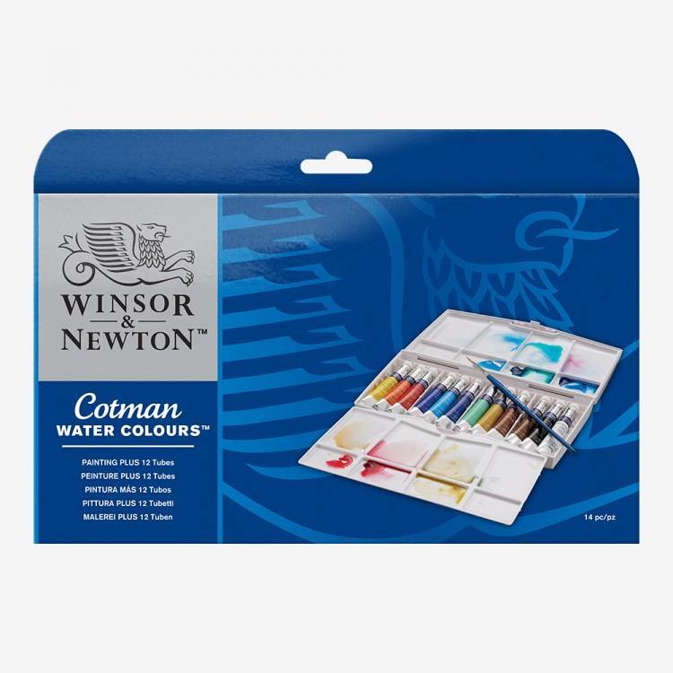 Winsor & Newton Cotman Watercolour Painting Plus Set (12 Tubes) - Art & Office