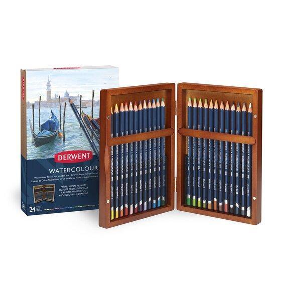 Watercolour Pencils Wooden Box - Set of 24 - Art & Office